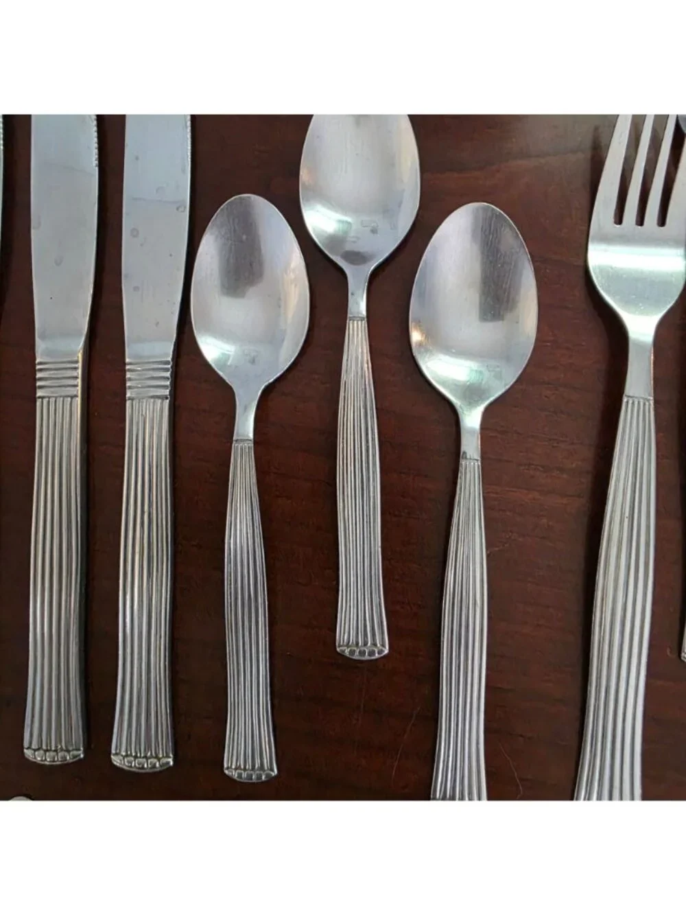 Alco Stainless 34-Piece Flatware Set Ribbed Handle Design Silverware Collection